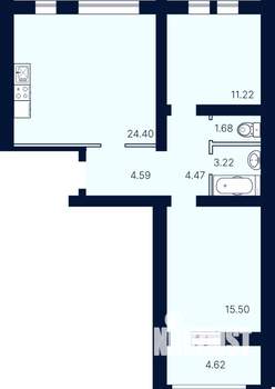 2-к квартира, вторичка, 70м2, 2/10 этаж