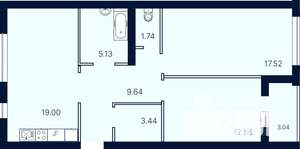 2-к квартира, вторичка, 72м2, 1/4 этаж