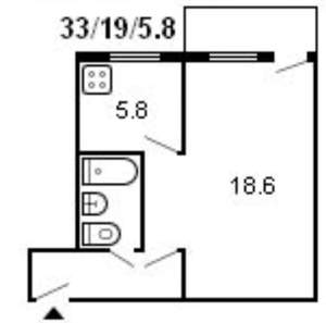 1-к квартира, вторичка, 33м2, 2/5 этаж