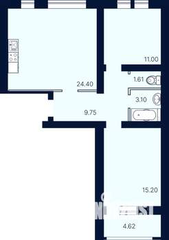 2-к квартира, вторичка, 70м2, 2/10 этаж