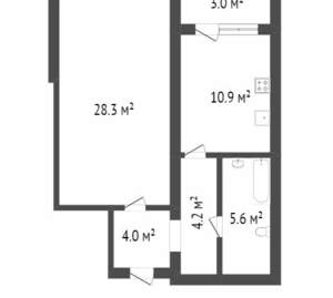1-к квартира, вторичка, 46м2, 8/10 этаж