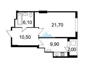 1-к квартира, вторичка, 50м2, 3/16 этаж