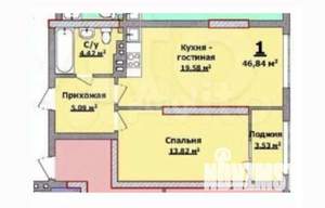 1-к квартира, вторичка, 47м2, 8/21 этаж