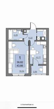 1-к квартира, вторичка, 40м2, 19/21 этаж