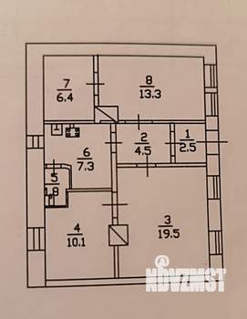 3-к квартира, вторичка, 65м2, 1/2 этаж