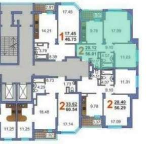 2-к квартира, вторичка, 56м2, 17/19 этаж