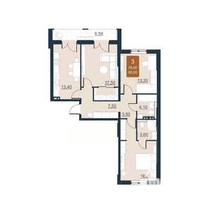 Студия квартира, вторичка, 79м2, 2/10 этаж