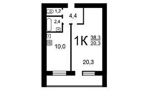 1-к квартира, вторичка, 38м2, 4/10 этаж