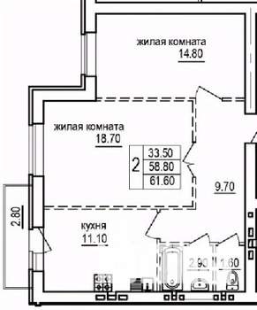 2-к квартира, строящийся дом, 62м2, 5/10 этаж