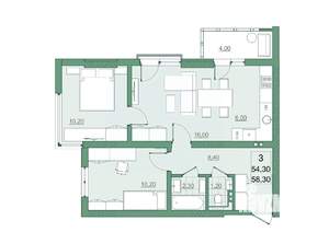 3-к квартира, вторичка, 54м2, 11/22 этаж