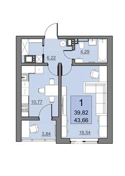 1-к квартира, вторичка, 40м2, 15/24 этаж