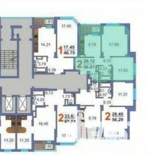 2-к квартира, вторичка, 56м2, 17/19 этаж