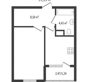 1-к квартира, вторичка, 38м2, 17/25 этаж
