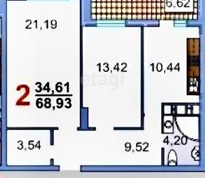 2-к квартира, вторичка, 62м2, 7/25 этаж
