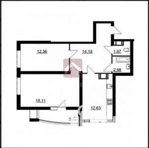 2-к квартира, вторичка, 67м2, 12/25 этаж