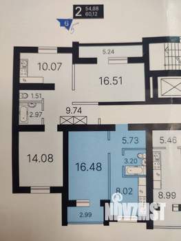 2-к квартира, сданный дом, 60м2, 2/10 этаж