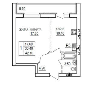 1-к квартира, вторичка, 42м2, 9/10 этаж