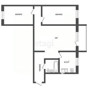 3-к квартира, вторичка, 54м2, 5/5 этаж